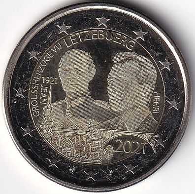 2 Euro Gedenkmünze Luxemburg - 2021 - "100. Geburtstag v. Großherzog Jean" (Reliefprä