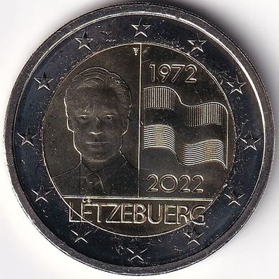 2 Euro Gedenkmünze Luxemburg - 2022 - "50 Jahre Rechtsschutzd. dreifarbigen lux. Flag