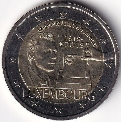 2 Euro Gedenkmünze Luxemburg - 2019 - "100 Jahre allgemeines Wahlrecht"