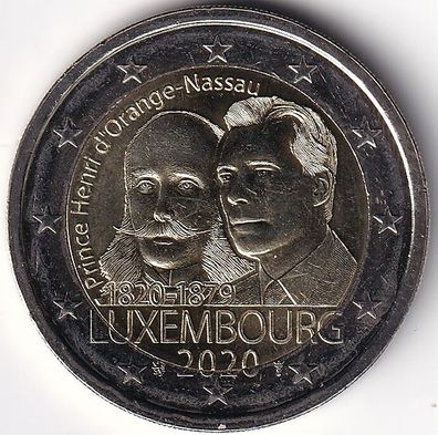 2 Euro Gedenkmünze Luxemburg - 2020 - "200. Geburtstag v. Prinz Henrich v. Oranien-Na
