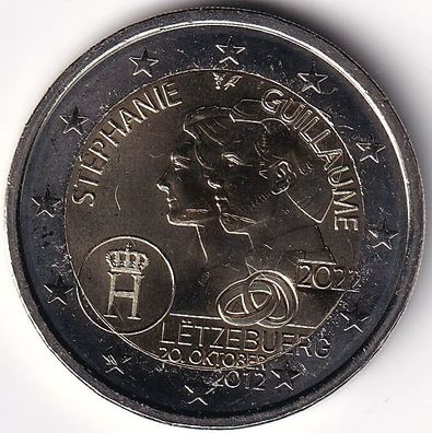 2 Euro Gedenkmünze Luxemburg - 2022 - "10. Hochzeitstag d. Erbgroßherzoglichen Paares