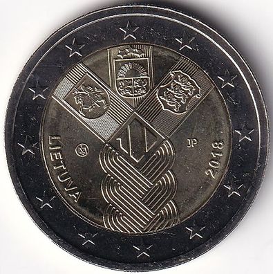 2 Euro Gedenkmünze Litauen - 2018 - "100 Jahre Unabhänigkeit d. baltischen Staaten"
