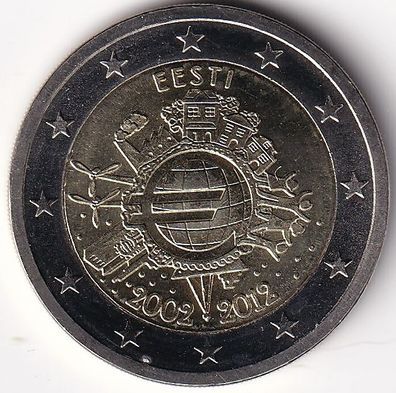 2 Euro Gedenkmünze Estland - 2012 - "10 Jahre Euro Bargelgeld im Zahlungsverkehr"
