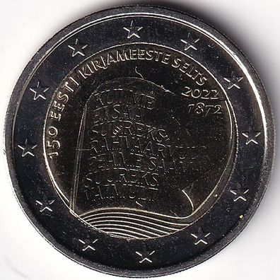 2 Euro Gedenkmünze Estland - 2022 - "150 Jahre Estnische Schriftstellergesellschaft"