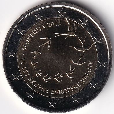 2 Euro Gedenkmünze Slowenien - 2017 - "10. Jahrestag d. EURO-Bargeldeinführung"