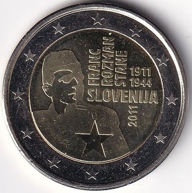 2 Euro Gedenkmünze Slowenien - 2011 - "100. Geburtstag v. Franc Rozman-Stane"