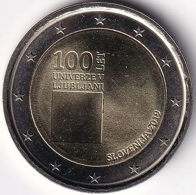 2 Euro Gedenkmünze Slowenien - 2019 - "100. Jahrestag d. Universität Ljubijana"