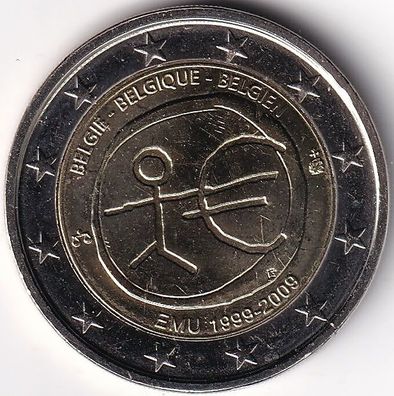 2 Euro Gedenkmünze Belgien - 2009 - "10 Jahre Europische Währungsunion"