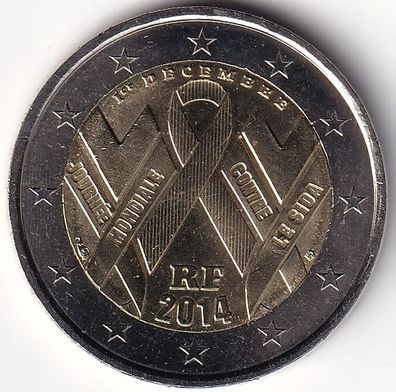 2 Euro Gedenkmünze Frankreich - 2014 - "Welt-AIDS-Tag"
