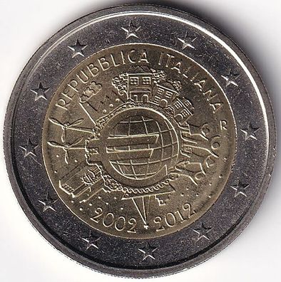 2 Euro Gedenkmünze Italien - 2012 - "10 Jahre Euro Bargeld"