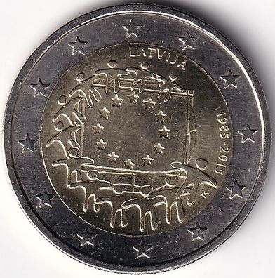 2 Euro Gedenkmünze Lettland - 2015 - "30 Jahre Europaflagge"