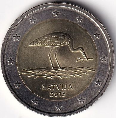 2 Euro Gedenkmünze Lettland - 2015 - "10. Jahre Schwarzstorch-Schutzprogramm"