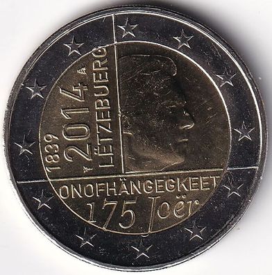 2 Euro Gedenkmünze Luxemburg - 2014 - "175. Jahrestag der Unabhänigigkeit"