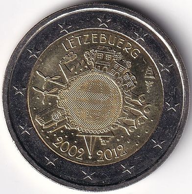 2 Euro Gedenkmünze Luxemburg - 2012 - "10 Jahre Euro Bargeld"
