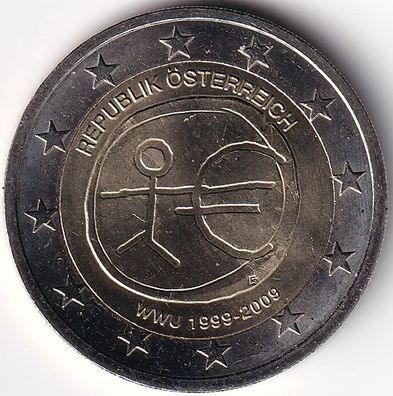 2 Euro Gedenkmünze Österreich - 2009 - "10 Jahre Europäische Wirtschaftsunion"