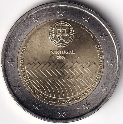 2 Euro Gedenkmünze Potugal - 2008 - "60. Jahrestag Erklärung d. Menschenrechte"