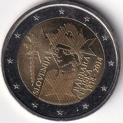 2 Euro Gedenkmünze Slowenien - 2014 - "600. Jahrestag d. Könung v. Barbara v. Chilli"