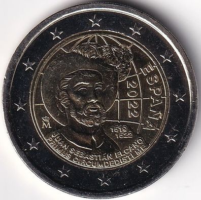 2 Euro Gedenkmünze Spanien - 2022 - "500. Jahrestag d, Weltumsegelung d. Magellan"