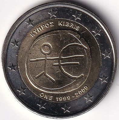 2 Euro Gedenkmünze Zypern - 2009 - "10 Jahre Europäische Wirtschaftsunion"