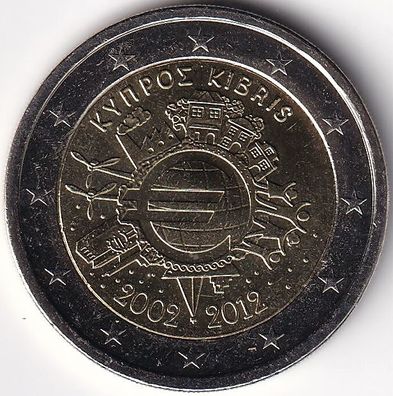 2 Euro Gedenkmünze Zypern - 2012 - "10 Jahre Euro Bargeld"