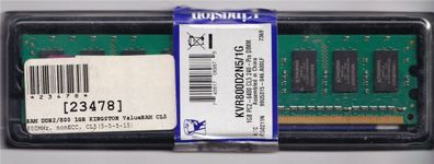 Kingston, 1GB, Model: KVR800D2N5/1G, PC2-6400 CL5 240-Pin Dimm