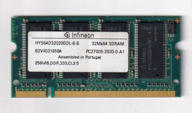 Infineon, Model: HYS64D32020GDL-6-B, 256 MB, PC2700 (DDR-333)