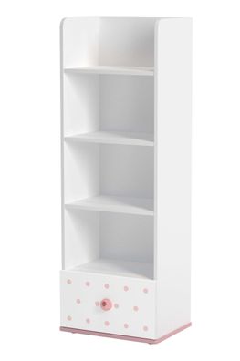 Bücherregal Rainbow mit Schublade in Weiß/Rosa