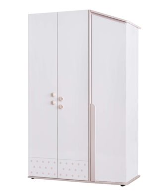 Kleiderschrank Rainbow 3-Türig in Weiß/Rosa