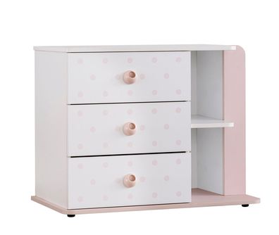 Kommode Rainbow mit 3 Schubladen in Weiß/Rosa