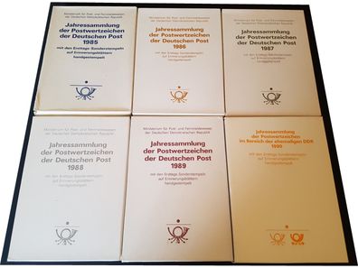 DDR Ersttagsblatt-Jahressammlungen der Deutschen Post, 1985-1990, komplett (B)