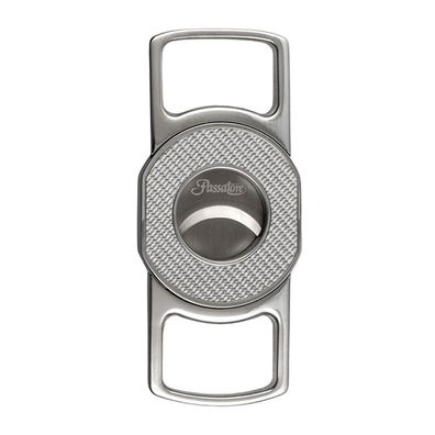 Passatore Zigarrenschneider, 2 Klingen, Chrom, Carbondesign in silber