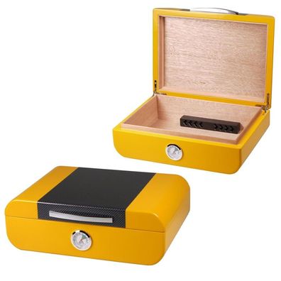 Hauser Humidor, Carbon-Design, gelb/schwarz für ca. 25 Zigarren