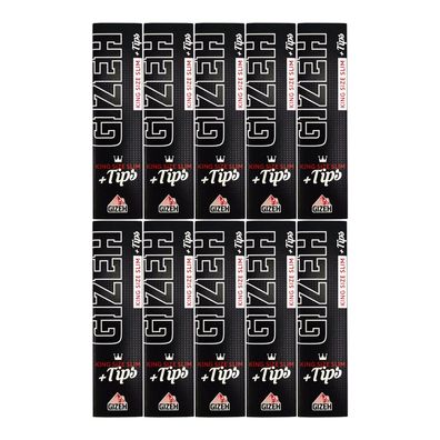 Gizeh Black King Size Slim + Tips, 10x à 34 Blatt/Tips