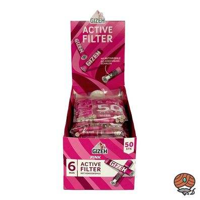 10x Gizeh Active Filter 6mm PINK Aktivkohle mit Kokoskohle à 50 Stück