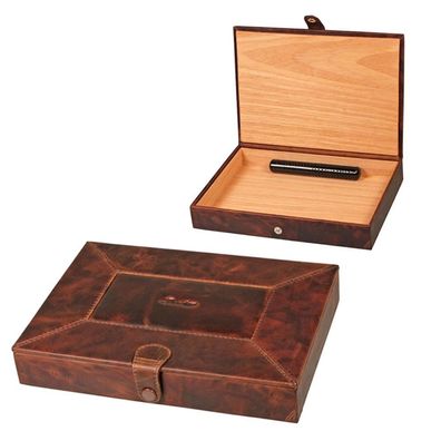 Passatore Humidor - Lederoptik antikbraun, für ca. 10 Zigarren