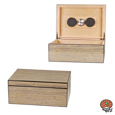 Hauser Humidor im Bambus Dekor, grau für bis zu 50 Zigarren