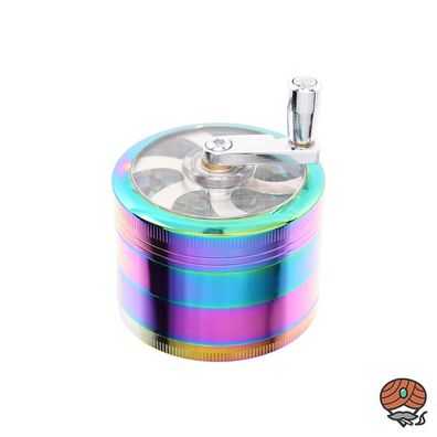 Atomic Metalll Rainbow Kräutermühle Sichtfenster + Kurbel, Ø62mm, 4 teilig