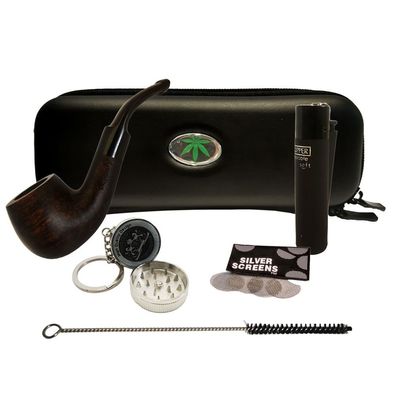 Four20 Pfeifenset Bruyère Pfeife, Etui, Clipper Feuerzeug