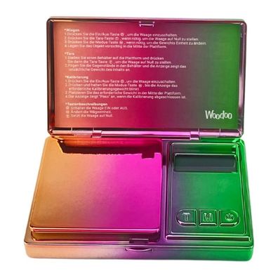 Woodoo Taschenwaage / Präzisionswaage / Mini Waage im Rainbow Design