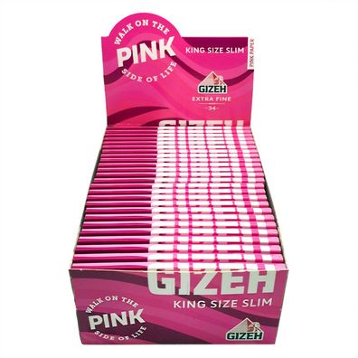 Gizeh PINK King Size Slim, 1x Box 50 Hefte à 34 Blättchen