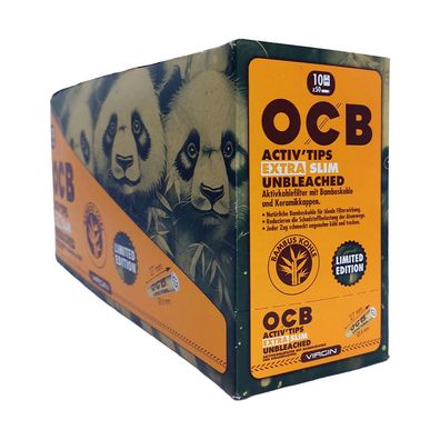 OCB Bamboo Activ'Tips Extra Slim unbleached Bambuskohle Filter Ø 6mm, 10x 50 Stk