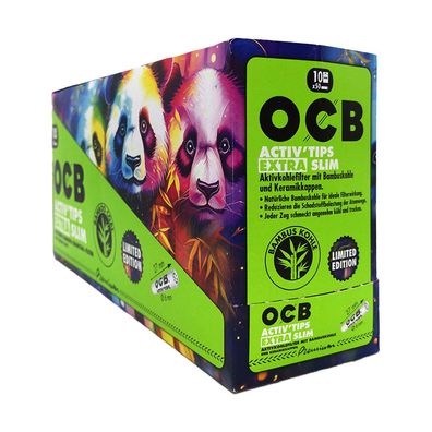 OCB Bamboo Activ'Tips Extra Slim Aktivkohlefilter Bambuskohle, Ø 6mm 10x 50 Stk