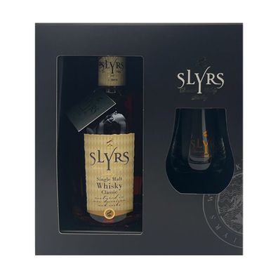 Slyrs Single Malt Whisky Classic Geschenkset mit Glas, 43% Vol. 0,7 l