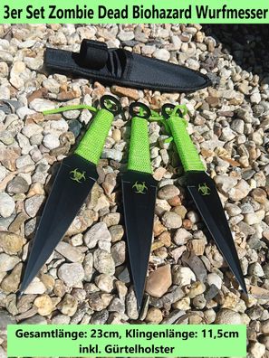 NEU Zombie Dead Biohazard 3-teiliges Wurfmesser Kunai Set für Sammler Film Fans