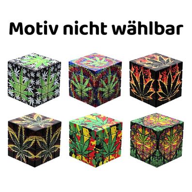 Atomic Metall Kräutermühle Cube Leafdesign, 58mm, 4-teilig, Motiv nicht wählbar