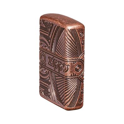 Zippo Benzin-Feuerzeug Kupfer antik Armor Case "Gear" 60003424, unbefüllt