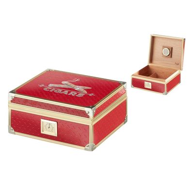 Angelo Humidor rot mit goldenem Metallrahmen für bis zu 50 Zigarren