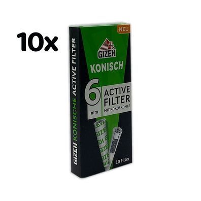 10x Gizeh Konisch Active Filter mit Kokoskohle à 10 Filter