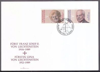 Liechtenstein 1990 FDC MiNr. 988-989 Fürst Franz Josef II. und Fürstin Gina