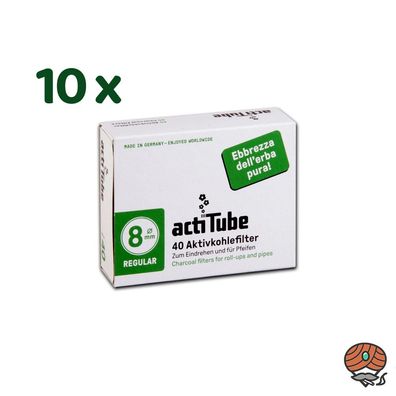 ActiTube Aktivkohlefilter Regular 8 mm, 10 Packungen à 40 Stück